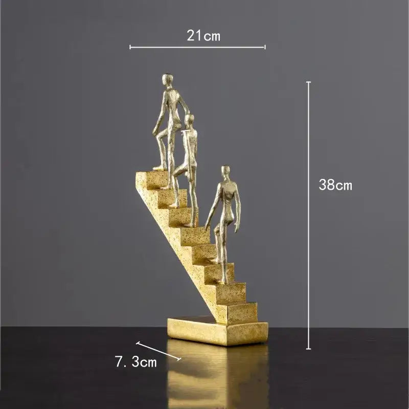 Golden man abstract resin staircase sculpture living room decor