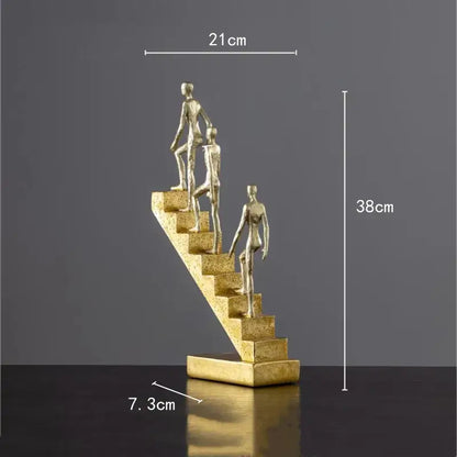 Golden man abstract resin staircase sculpture living room decor