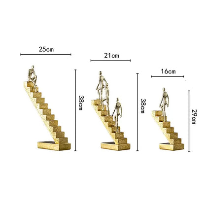 Golden man abstract resin staircase sculpture living room decor