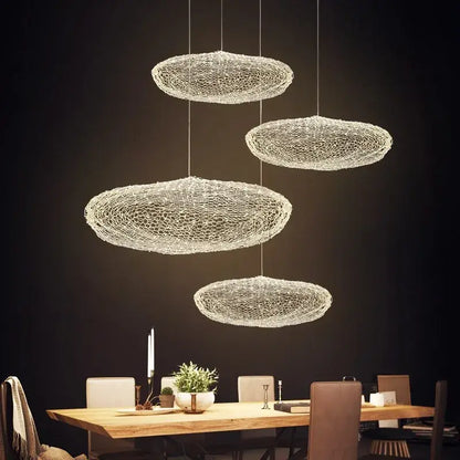 Golden mesh cloud pendant light bedroom warm led cloud light