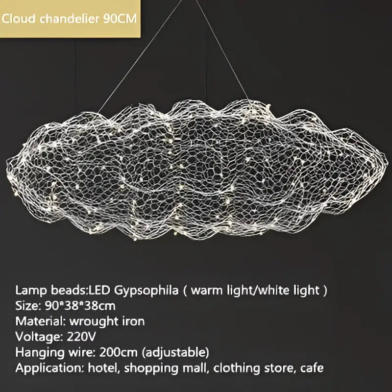 Golden mesh cloud pendant light bedroom warm led cloud light