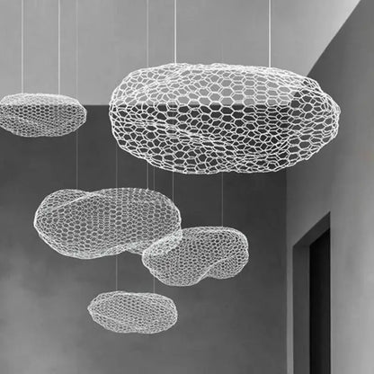 Golden mesh cloud pendant light bedroom warm led cloud light