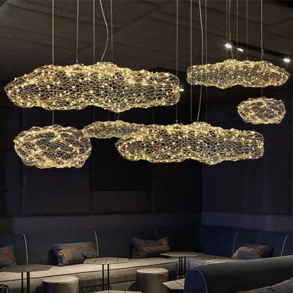 Golden mesh cloud light – bedroom pendant lamp