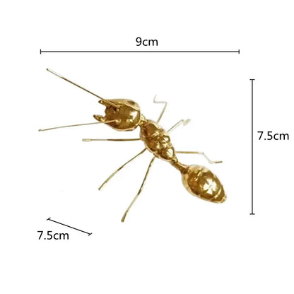 Golden metal ants decorative figurines – living room home decor