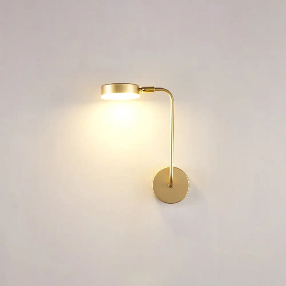 DecorBites™ Golden Metal LED Sconce: Stylish Round Wall Mounted Lamp for Bedrooms