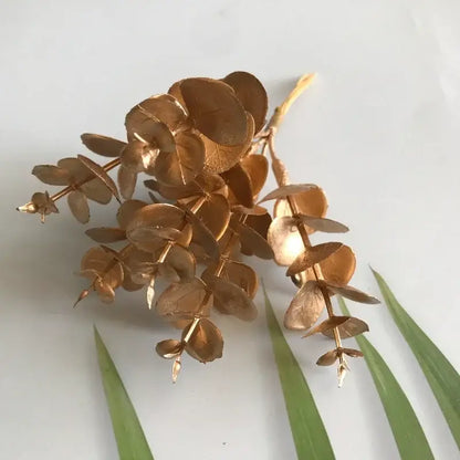 Golden metallic berry stamen green plant foliage for living room decor