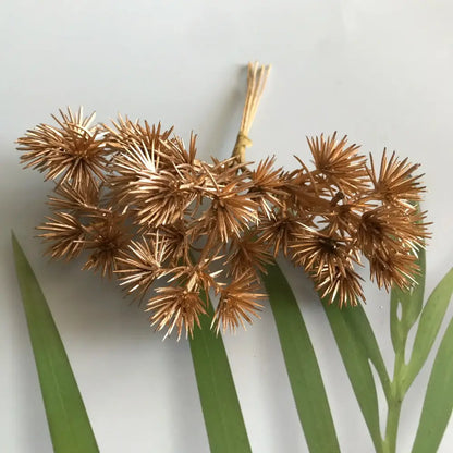 Golden metallic berry stamen green plant foliage for living room decor