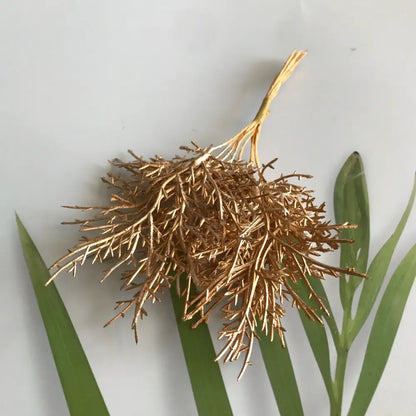 Golden metallic berry stamen green plant foliage for living room decor
