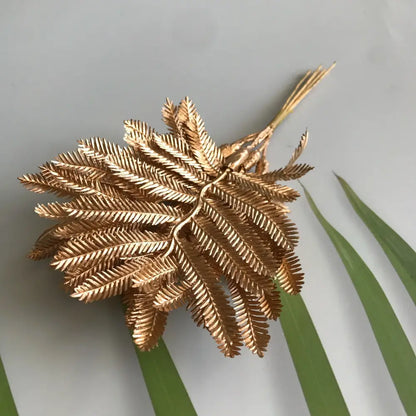 Golden metallic berry stamen green plant foliage for living room decor