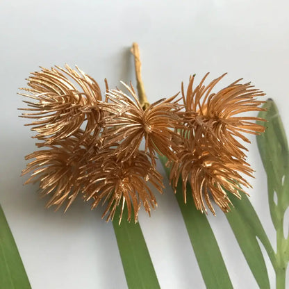 Golden metallic berry stamen green plant foliage for living room decor