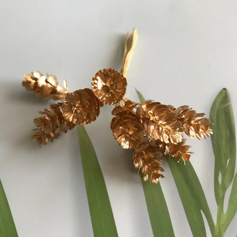 Golden metallic berry stamen green plant foliage for living room decor