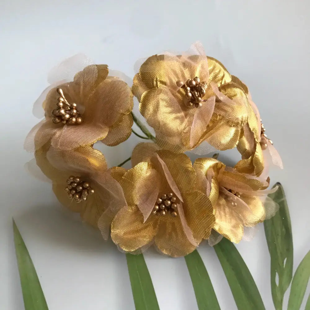 Golden metallic berry stamen green plant foliage for living room decor