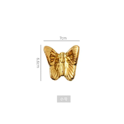 Golden metallic butterfly wall decoration set for living room