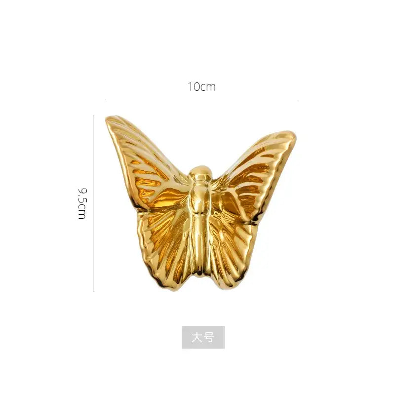 Golden metallic butterfly wall decoration set for living room