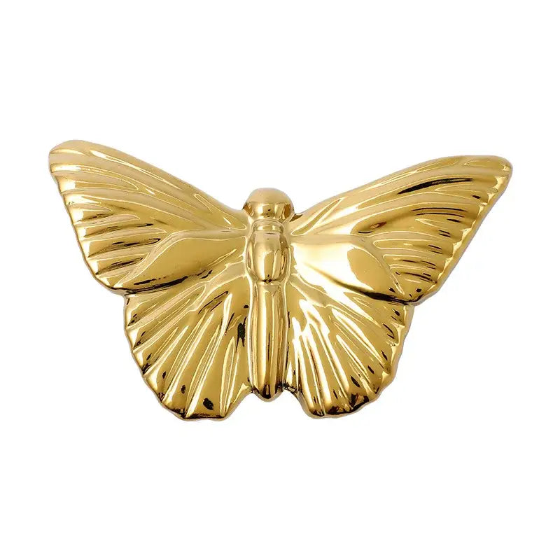 Golden metallic butterfly wall decoration set for living room