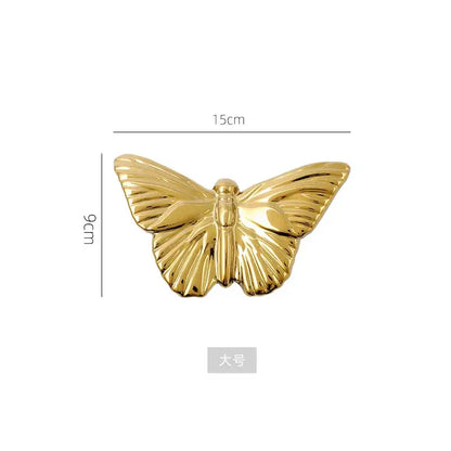 Golden metallic butterfly wall decoration set for living room