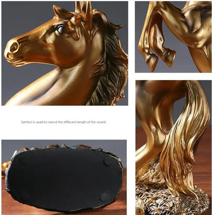 Golden metallic horse resin sculpture living room animal decor