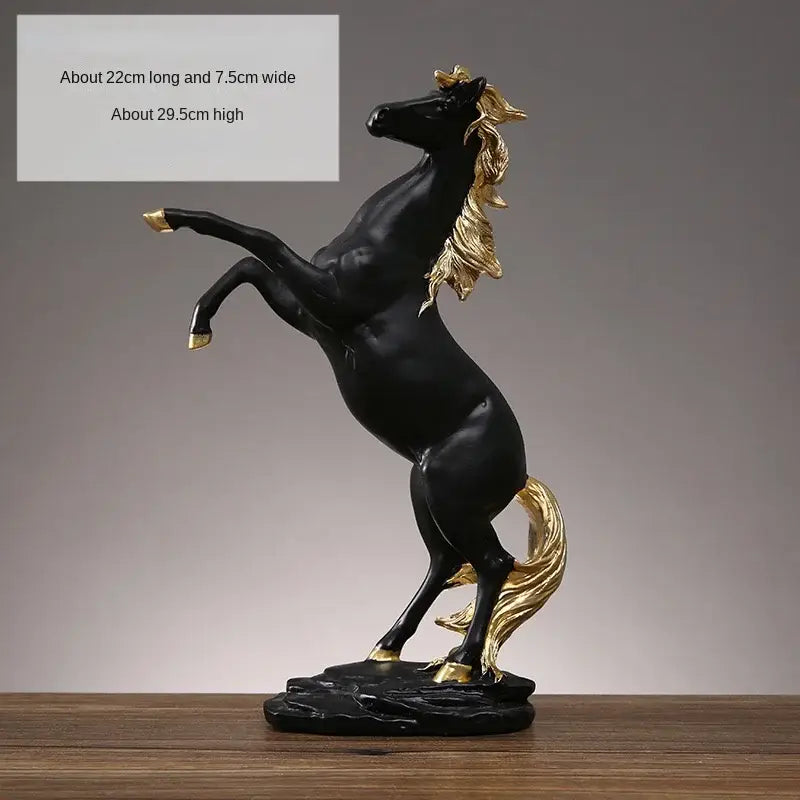 Golden metallic horse resin sculpture living room animal decor