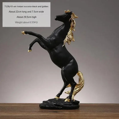 Golden metallic horse resin sculpture living room animal decor