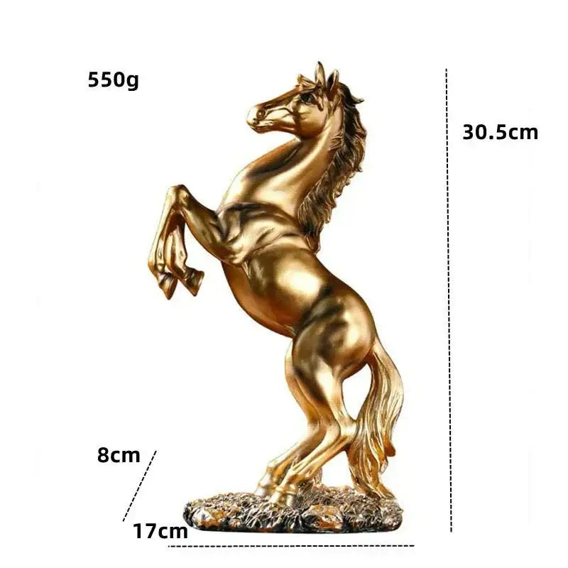 Golden metallic horse resin sculpture living room animal decor