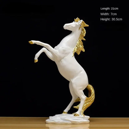 Golden metallic horse resin sculpture living room animal decor