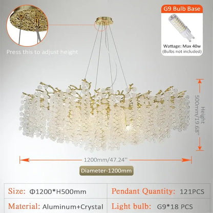 Golden money tree crystal chandelier living room gold pendant light