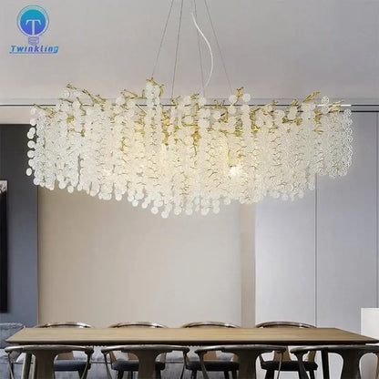 Golden money tree crystal chandelier living room gold pendant light