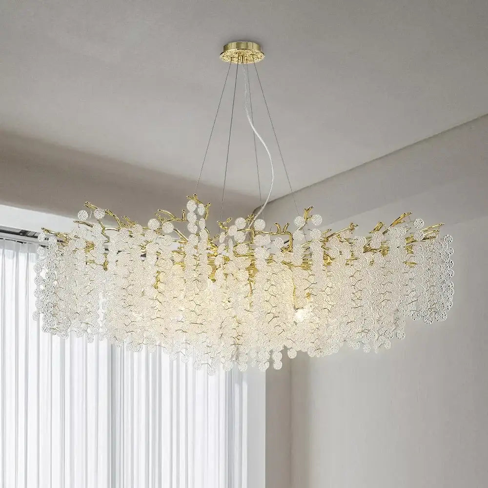 Golden money tree crystal chandelier living room gold pendant light