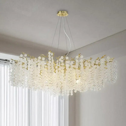 Golden money tree crystal chandelier living room gold pendant light