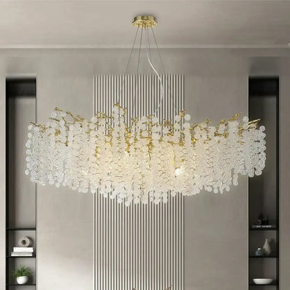 Golden money tree crystal chandelier living room gold pendant light