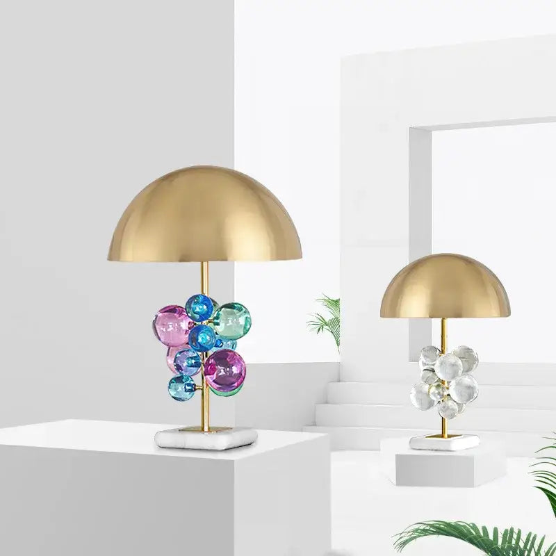 Golden mushroom crystal ball table lamp bedroom decor