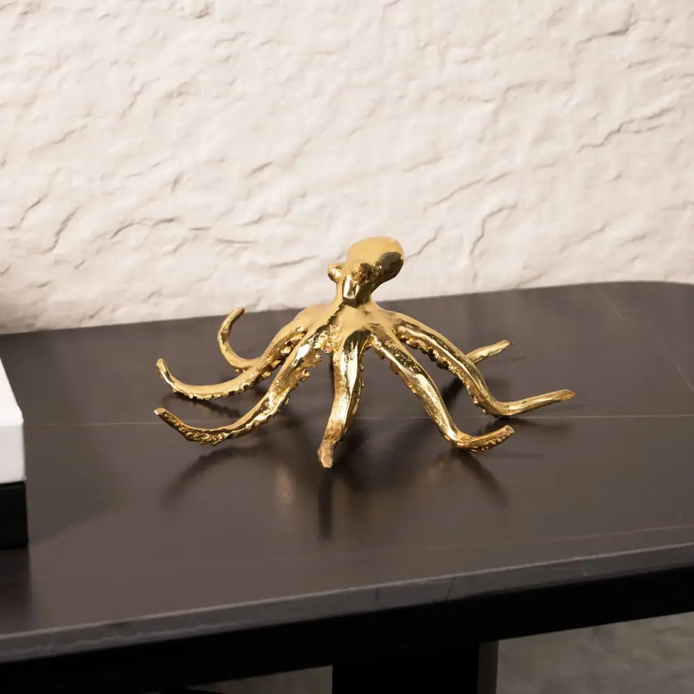Golden octopus metal sculpture living room decor figurine