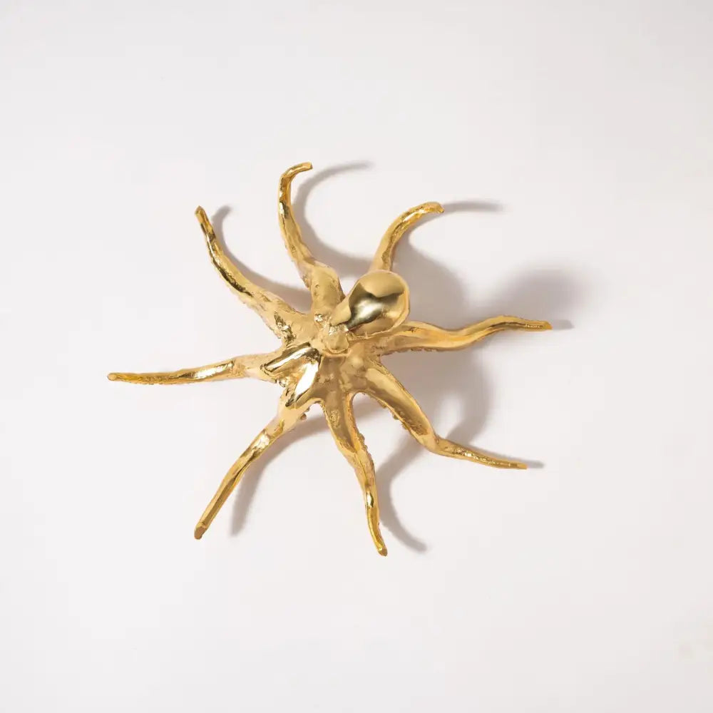 Golden octopus metal sculpture living room decor figurine