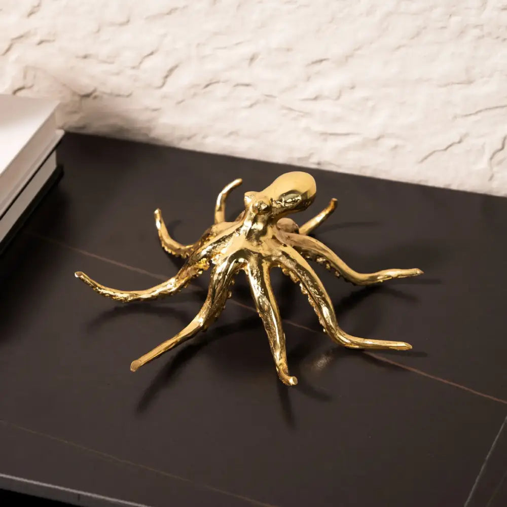Golden octopus metal sculpture living room decor figurine