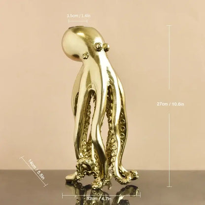 Golden octopus sculpture candle holder for dining room decor