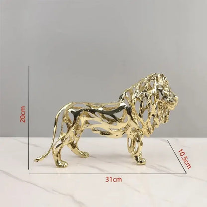 Golden openwork animal sculpture tiger figurine living room decor