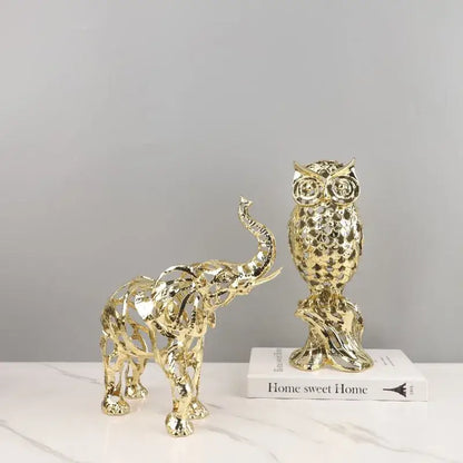 Golden openwork animal sculpture tiger figurine living room decor