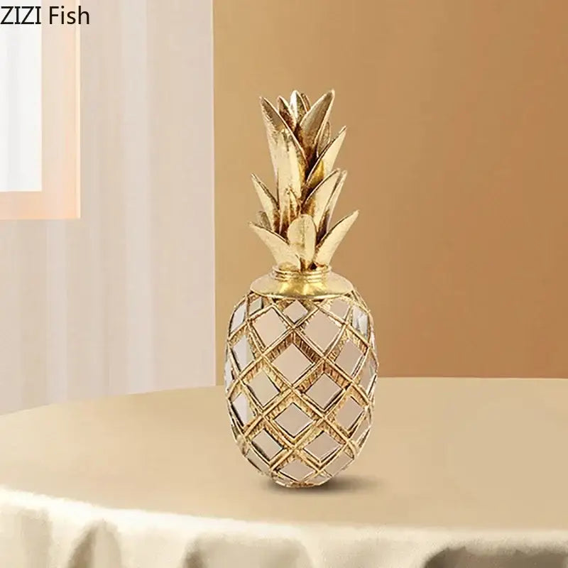 Golden pineapple lattice art statuette living room desk decoration