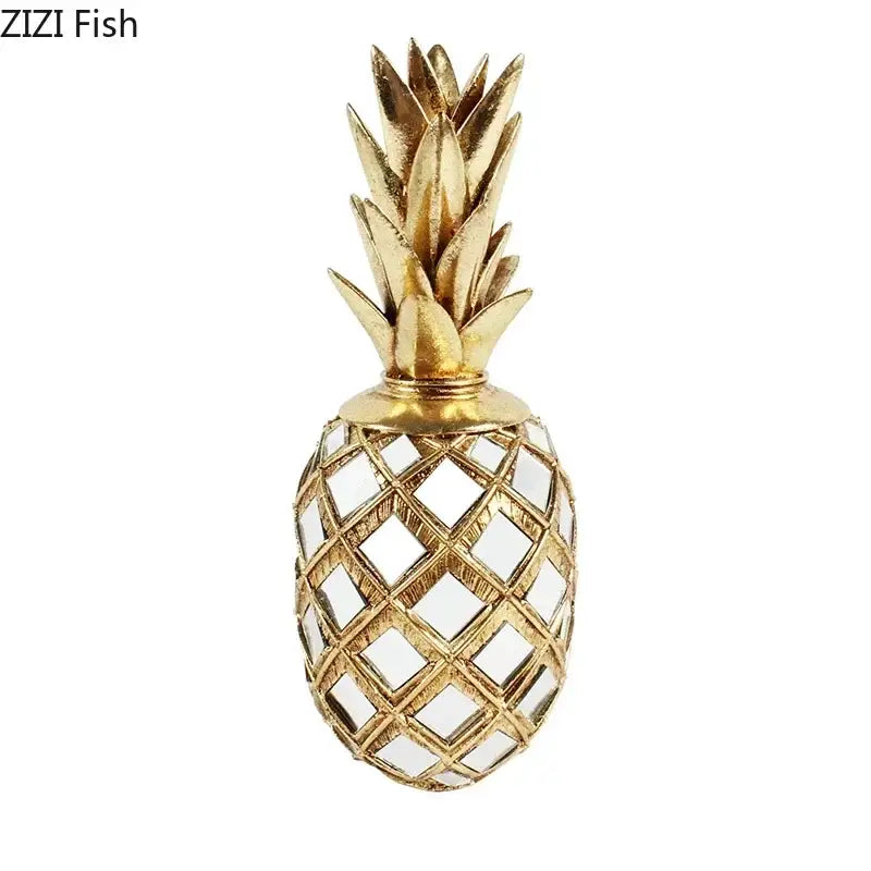 Golden pineapple lattice art statuette living room desk decoration