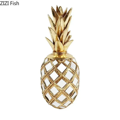 Golden pineapple lattice art statuette living room desk decoration
