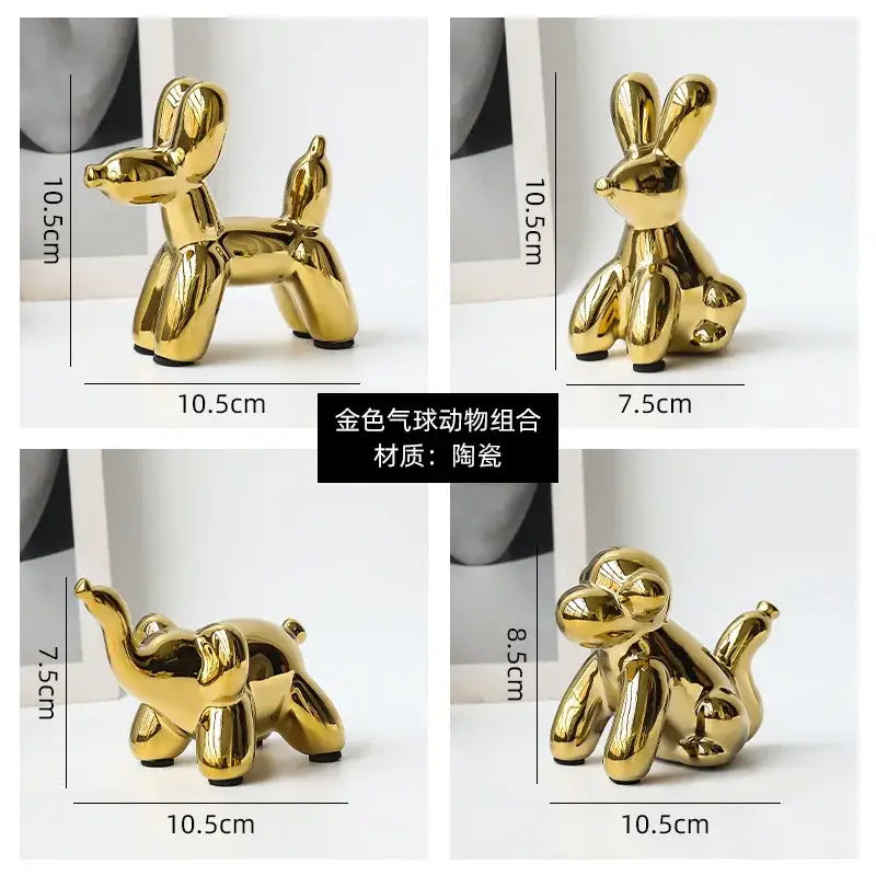 Golden porcelain balloon animal desk ornament living room decor