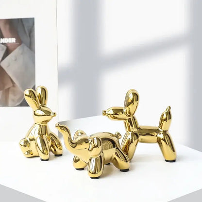 Golden porcelain balloon animal desk ornament living room decor