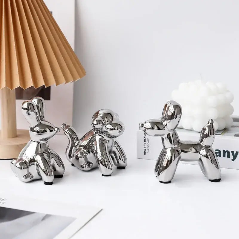 Golden porcelain balloon animal desk ornament living room decor