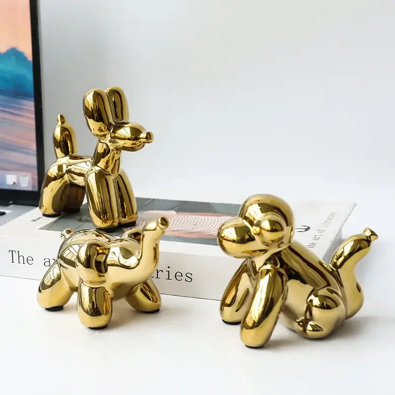 Golden porcelain balloon animal desk ornament living room decor