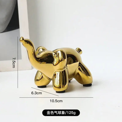 Golden porcelain balloon animal desk ornament living room decor