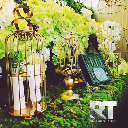 Golden rose birdcage style ornament dining room candle holder