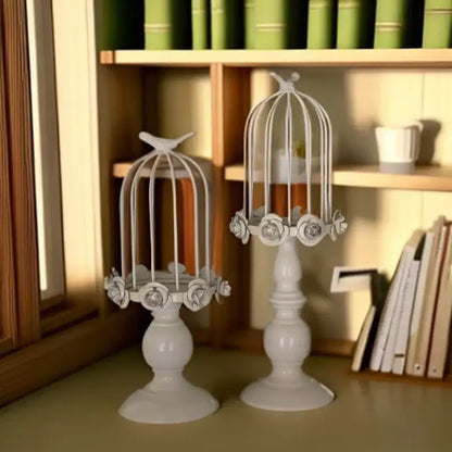 Golden rose birdcage style ornament dining room candle holder
