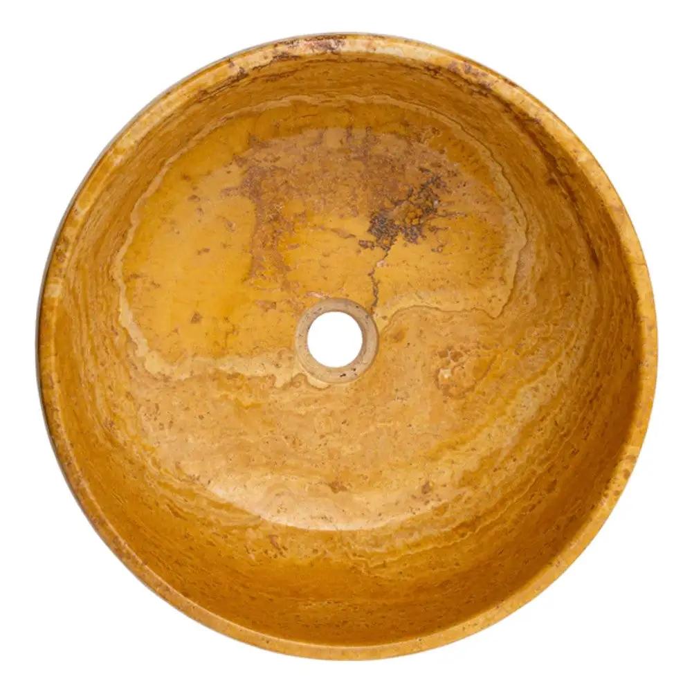 Golden Sienna Travertine Natural Stone Vessel Sink Filled And Polished 16 Inch