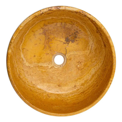 Golden Sienna Travertine Natural Stone Vessel Sink Filled And Polished 16 Inch