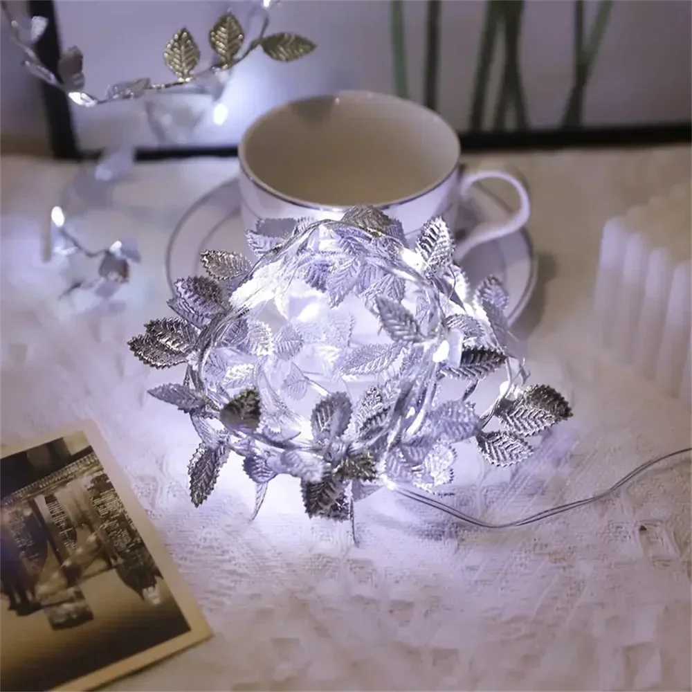 DecorBites™ Golden Silver Leaf Fairy Lights for Events